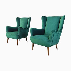 Mid-Century Italian Forest Green Armchairs, 1950s, Set of 2-GDD-1446857