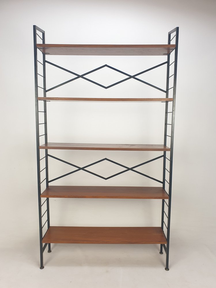 Mid-Century Italian Free Standing Teak Shelving Unit, 1950s