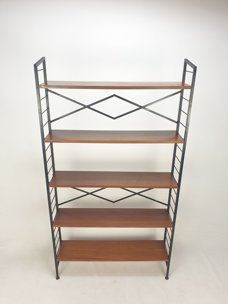 Mid-Century Italian Free Standing Teak Shelving Unit, 1950s