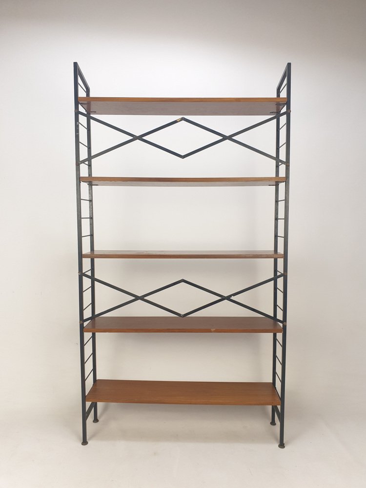 Mid-Century Italian Free Standing Teak Shelving Unit, 1950s