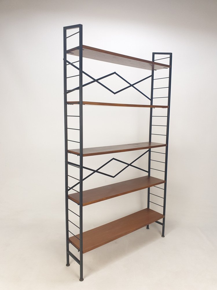 Mid-Century Italian Free Standing Teak Shelving Unit, 1950s