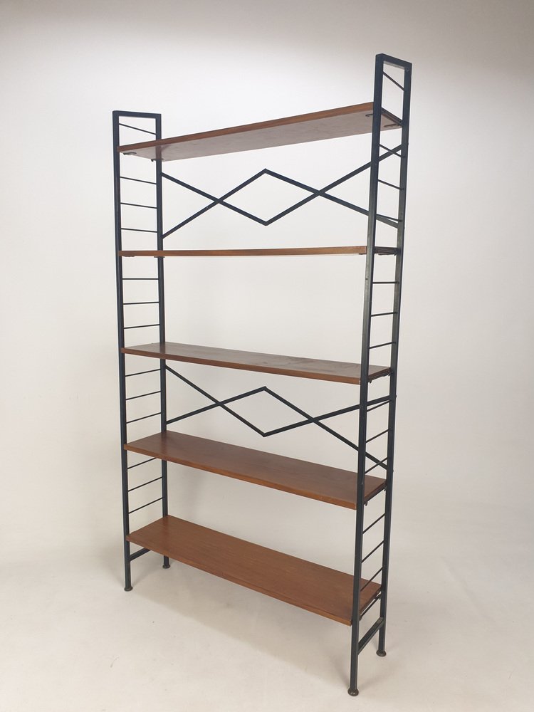 Mid-Century Italian Free Standing Teak Shelving Unit, 1950s