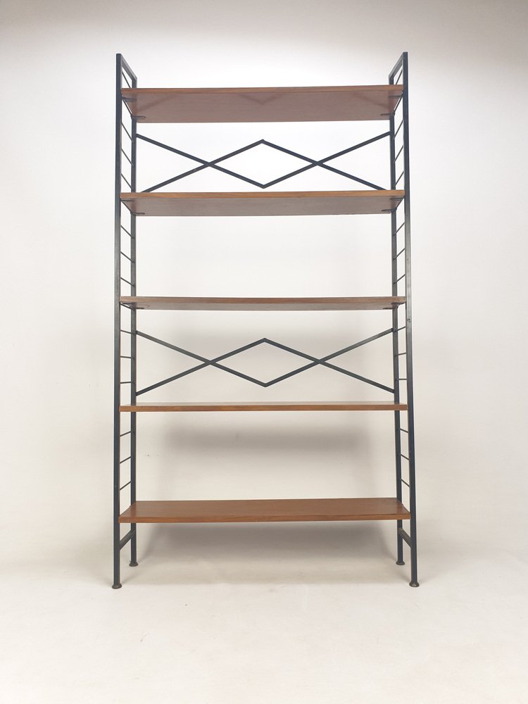 Mid-Century Italian Free Standing Teak Shelving Unit, 1950s