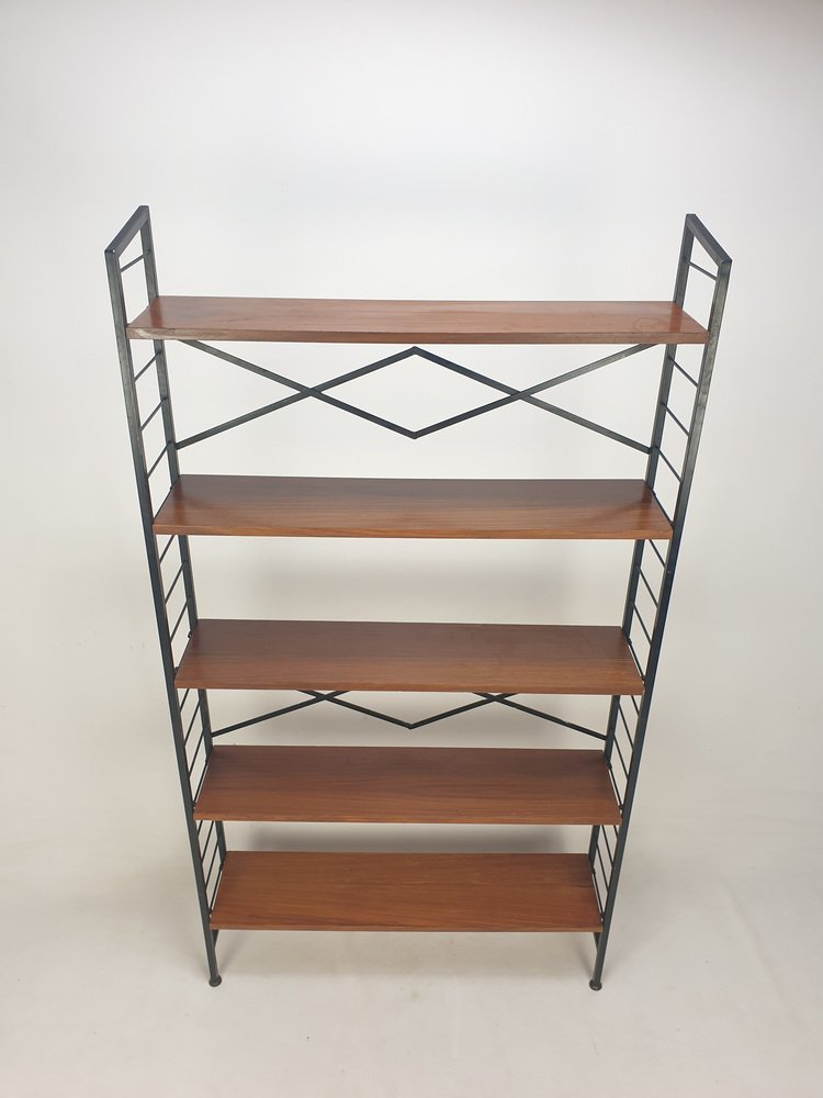 Mid-Century Italian Free Standing Teak Shelving Unit, 1950s