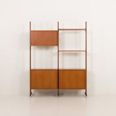 Mid-Century Italian Freestanding, Double-Sided Two Bay Teak Room Divider, 1960s-UE-2018504