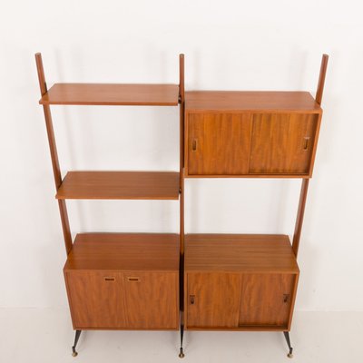 Mid-Century Italian Freestanding, Double-Sided Two Bay Teak Room Divider, 1960s-UE-2018504