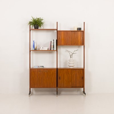 Mid-Century Italian Freestanding, Double-Sided Two Bay Teak Room Divider, 1960s-UE-2018504