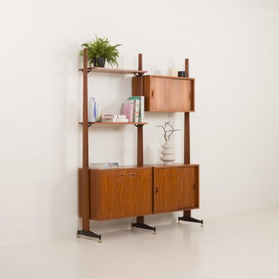 Mid-Century Italian Freestanding, Double-Sided Two Bay Teak Room Divider, 1960s-UE-2018504