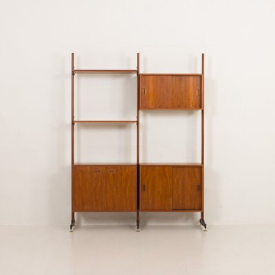 Mid-Century Italian Freestanding, Double-Sided Two Bay Teak Room Divider, 1960s-UE-2018504