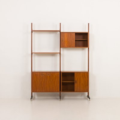 Mid-Century Italian Freestanding, Double-Sided Two Bay Teak Room Divider, 1960s-UE-2018504