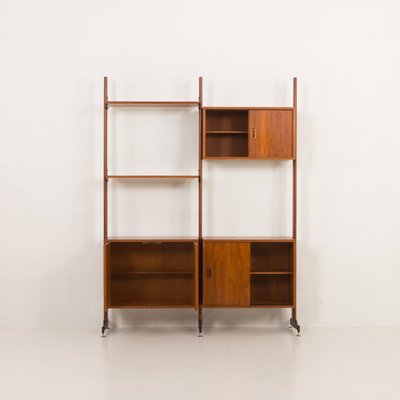 Mid-Century Italian Freestanding, Double-Sided Two Bay Teak Room Divider, 1960s-UE-2018504