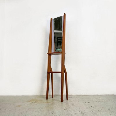 Mid-Century Italian Freestanding Full-Length Mirror with Wooden Structure, 1960s-GDD-1165968