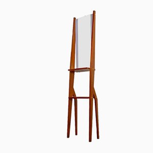 Mid-Century Italian Freestanding Full-Length Mirror with Wooden Structure, 1960s-GDD-1165968