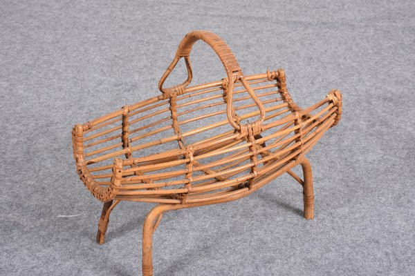 Mid-Century Italian French Riviera Bamboo and Rattan Magazine Rack, 1960s-JDR-1125894