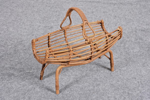 Mid-Century Italian French Riviera Bamboo and Rattan Magazine Rack, 1960s-JDR-1125894