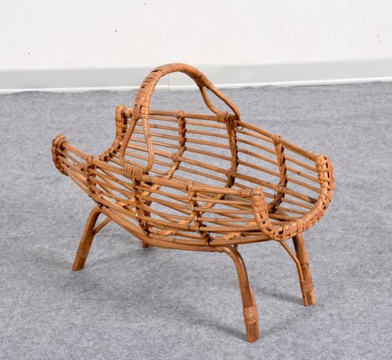 Mid-Century Italian French Riviera Bamboo and Rattan Magazine Rack, 1960s-JDR-1125894