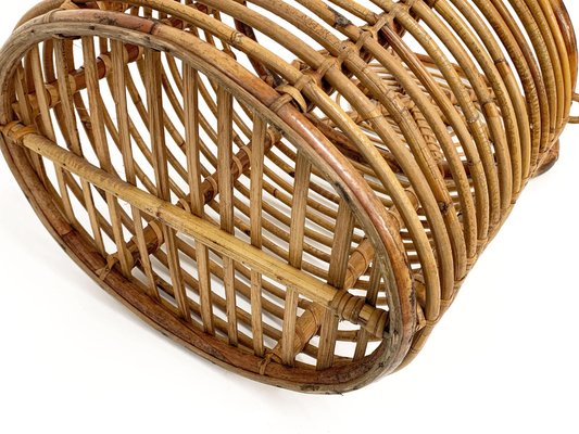 Mid-Century Italian French Riviera Bamboo & Rattan Basket, 1950s-JDR-1126014