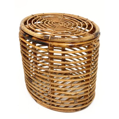 Mid-Century Italian French Riviera Bamboo & Rattan Basket, 1950s-JDR-1126014