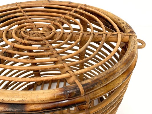 Mid-Century Italian French Riviera Bamboo & Rattan Basket, 1950s-JDR-1126014