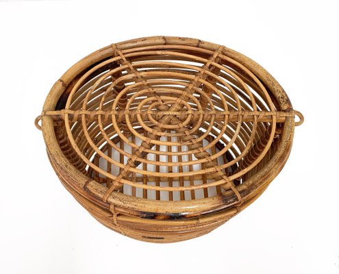 Mid-Century Italian French Riviera Bamboo & Rattan Basket, 1950s-JDR-1126014