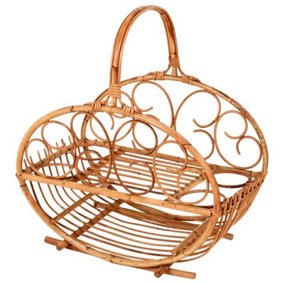 Mid-Century Italian French Riviera Bamboo & Rattan Magazine Rack, 1960s-JDR-1126053