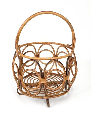 Mid-Century Italian French Riviera Bamboo & Rattan Magazine Rack, 1960s-JDR-1126050