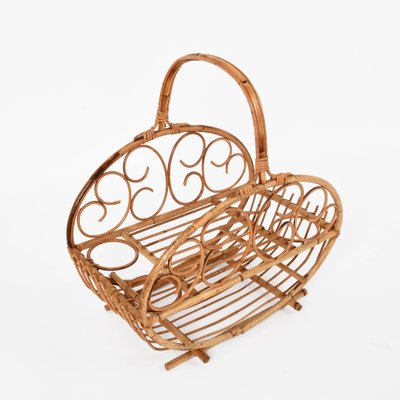 Mid-Century Italian French Riviera Bamboo & Rattan Magazine Rack, 1960s-JDR-1126053