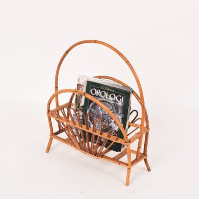 Mid-Century Italian French Riviera Bamboo & Rattan Magazine Rack, 1960s-JDR-1125896