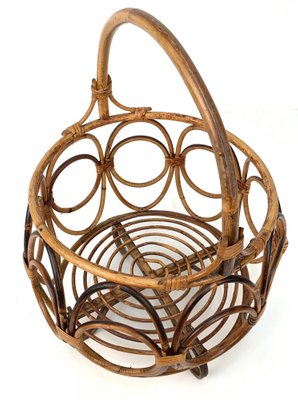 Mid-Century Italian French Riviera Bamboo & Rattan Magazine Rack, 1960s-JDR-1126050