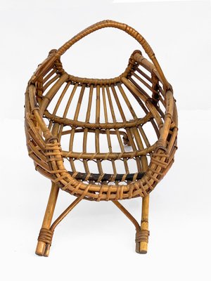 Mid-Century Italian French Riviera Bamboo & Rattan Magazine Rack, 1960s-JDR-1125893