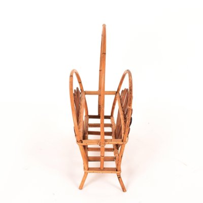 Mid-Century Italian French Riviera Bamboo & Rattan Magazine Rack, 1960s-JDR-1125896