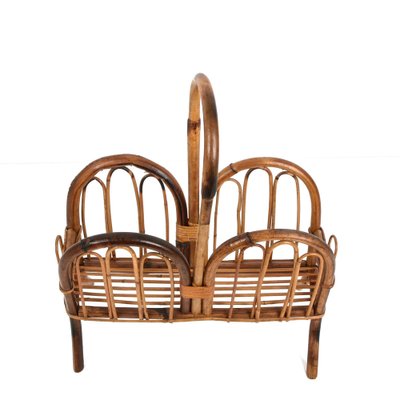 Mid-Century Italian French Riviera Bamboo & Rattan Magazine Rack, 1960s-JDR-1135935