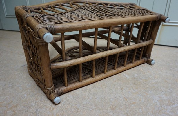 Mid-Century Italian French Riviera Bamboo & Rattan Magazine Rack, 1960s-EA-1286691