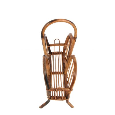 Mid-Century Italian French Riviera Bamboo & Rattan Magazine Rack, 1960s-JDR-1135935