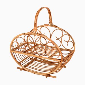 Mid-Century Italian French Riviera Bamboo & Rattan Magazine Rack, 1960s-JDR-1126053