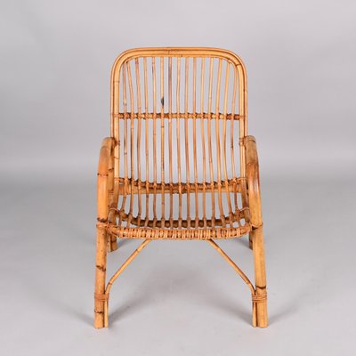 Mid-Century Italian French Riviera Rattan and Bamboo Armchair, 1960s-JDR-1337623