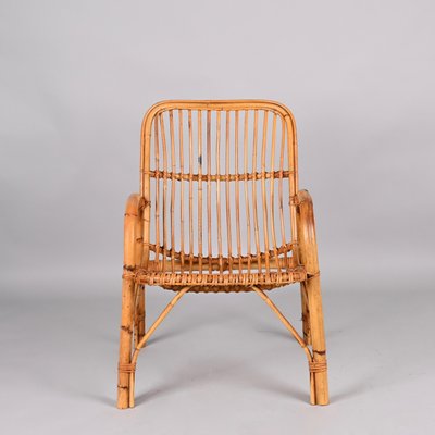 Mid-Century Italian French Riviera Rattan and Bamboo Armchair, 1960s-JDR-1337623