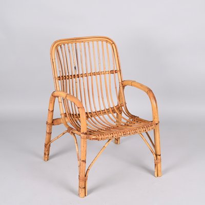 Mid-Century Italian French Riviera Rattan and Bamboo Armchair, 1960s-JDR-1337623