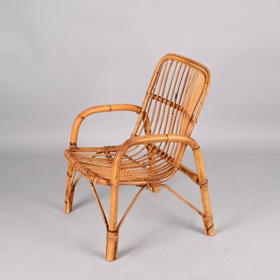 Mid-Century Italian French Riviera Rattan and Bamboo Armchair, 1960s-JDR-1337623