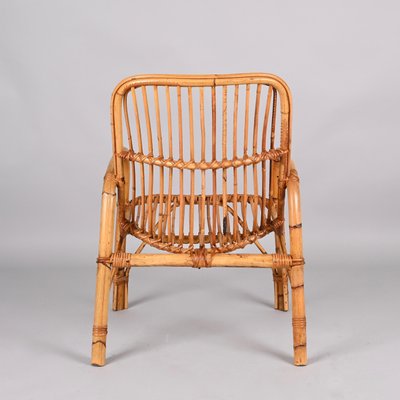 Mid-Century Italian French Riviera Rattan and Bamboo Armchair, 1960s-JDR-1337623