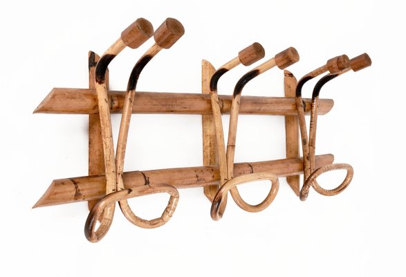 Mid-Century Italian French Riviera Rattan & Bamboo Coat Rack, 1961-JDR-1126047