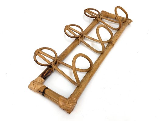 Mid-Century Italian French Riviera Rattan & Bamboo Coat Rack, 1961-JDR-1126046