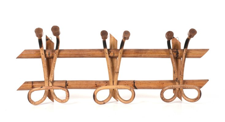 Mid-Century Italian French Riviera Rattan & Bamboo Coat Rack, 1961-JDR-1126047