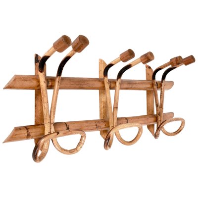 Mid-Century Italian French Riviera Rattan & Bamboo Coat Rack, 1961-JDR-1126047