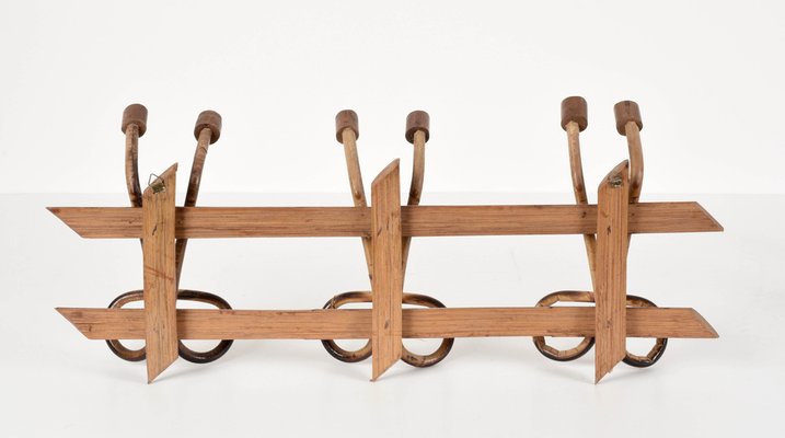 Mid-Century Italian French Riviera Rattan & Bamboo Coat Rack, 1961-JDR-1126047