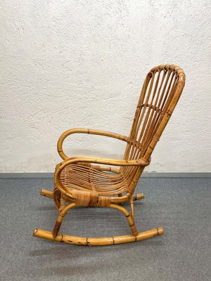 Mid-Century Italian French Riviera Rattan & Bamboo Rocking Chair, 1960s-JDR-1125890