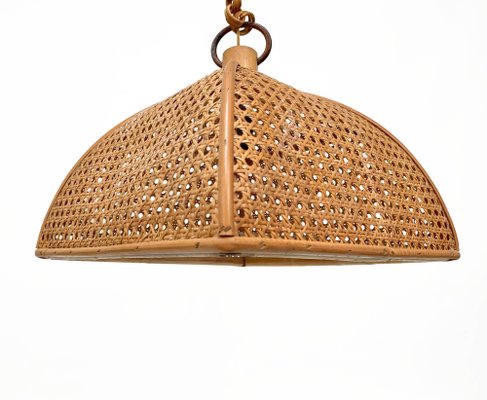 Mid-Century Italian French Riviera Rattan & Wicker Ceiling Light, 1960s-JDR-1126039