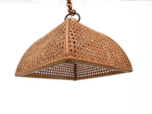 Mid-Century Italian French Riviera Rattan & Wicker Ceiling Light, 1960s-JDR-1126039