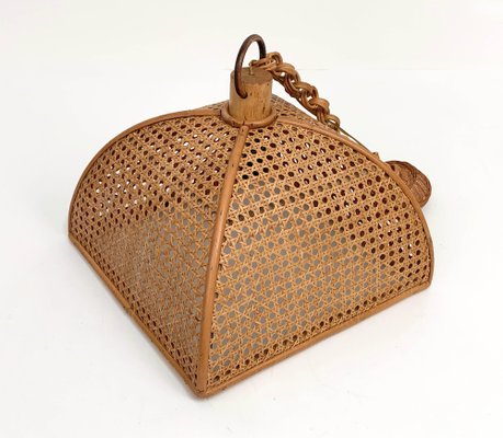 Mid-Century Italian French Riviera Rattan & Wicker Ceiling Light, 1960s-JDR-1126039