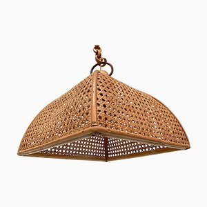 Mid-Century Italian French Riviera Rattan & Wicker Ceiling Light, 1960s-JDR-1126039